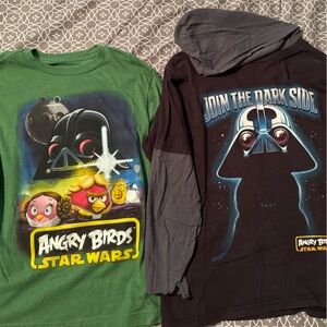 2 Boys Angry Bird Star Wars long sleeve shirts (read comments) Youth Large 10/12